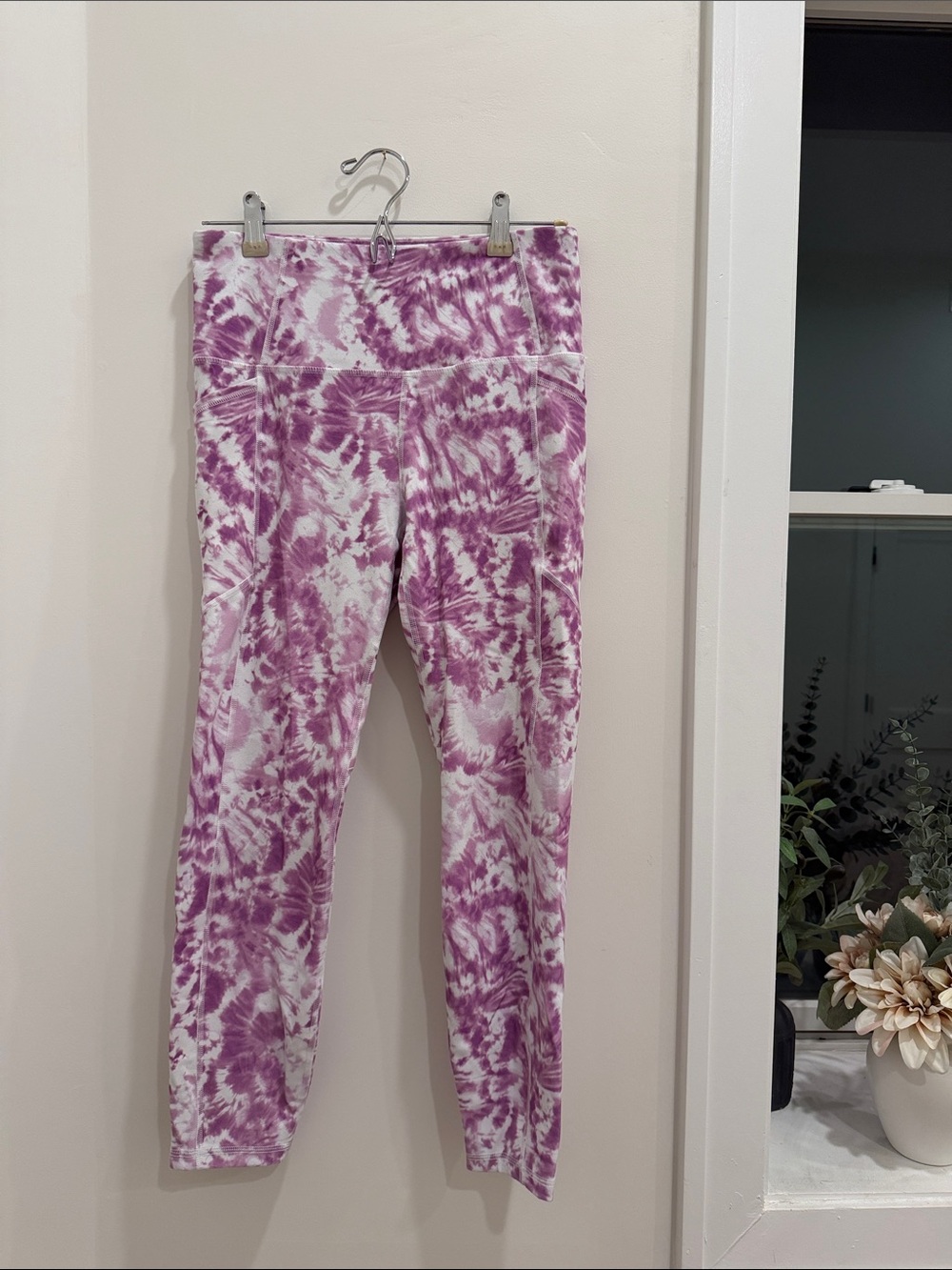 RBX Women’s Purple & White Tie-Dye High-Waist Leggings
